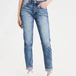 American Eagle Jeans Hi Rise Girlfriend Button Fly Size 12 Long